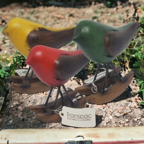 Resin Rocking Bird by Transpac - Greenfinch,  Tanager, Parakeet NWT - Picture 7 of 7